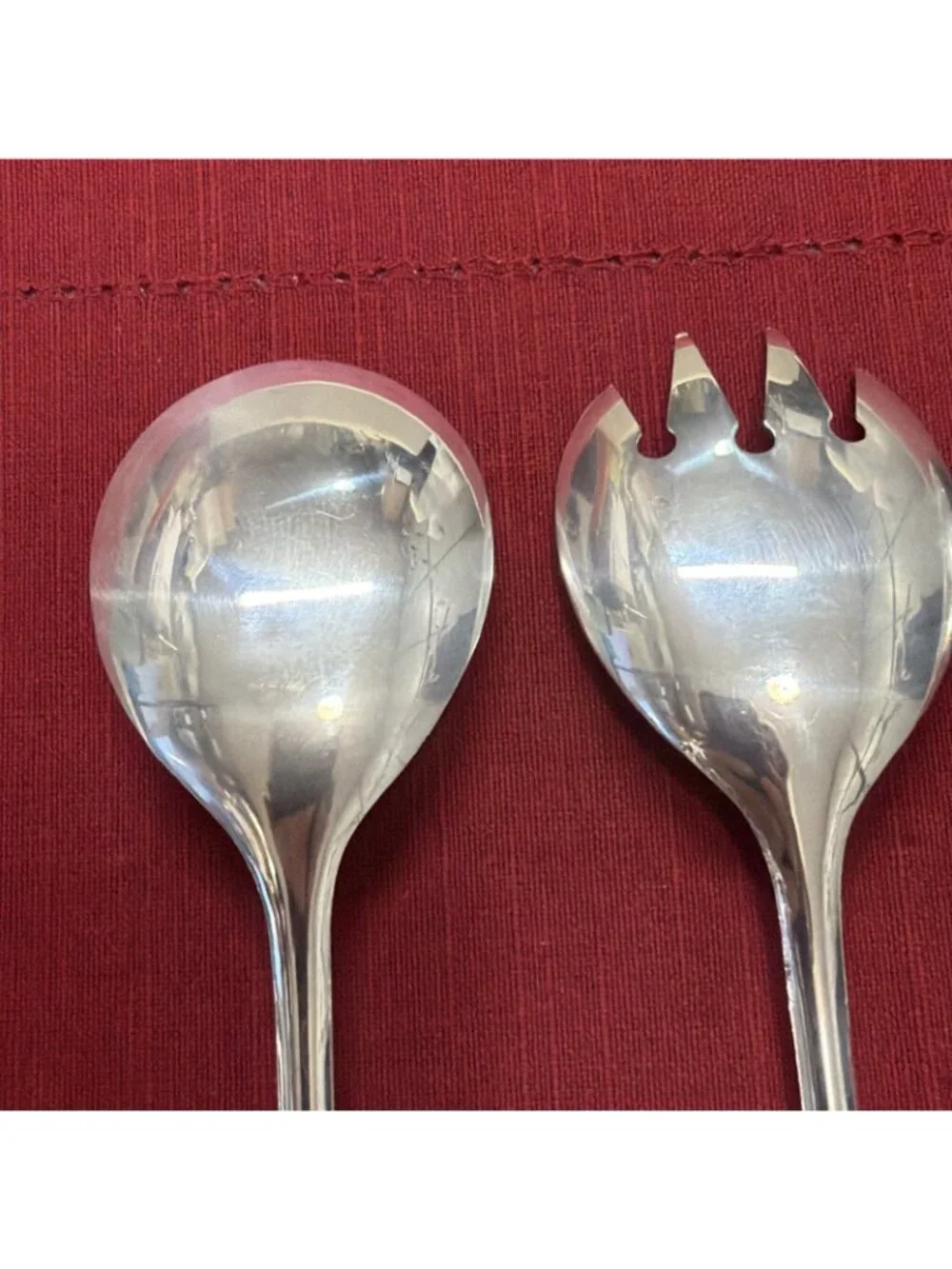 Vintage Italian Silverplate Salad Servers 2 Spoon Fork Sets 4 Pieces 9